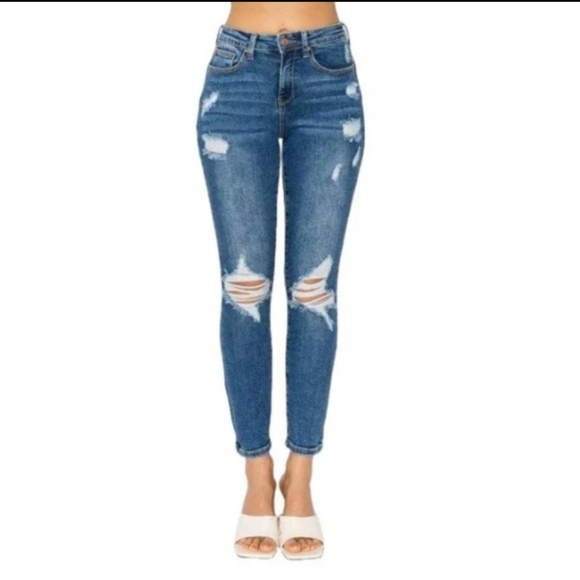 Wax Jean 'Butt I Love You' Women's Push-up High Rise Ripped Skinny Jeans - Picture 1 of 8